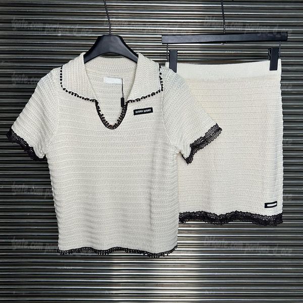 Women Knitted Dress Polo Set Luxury Contrast Color Skirt Jumpers Designer Shorts Sleeve Knits Tops Skirts Outfits, White
Women Knitted Dress Polo Set Luxury Contrast Color Skirt Jumpers Designer Shorts Sleeve Knits Tops Skirts Outfits, White