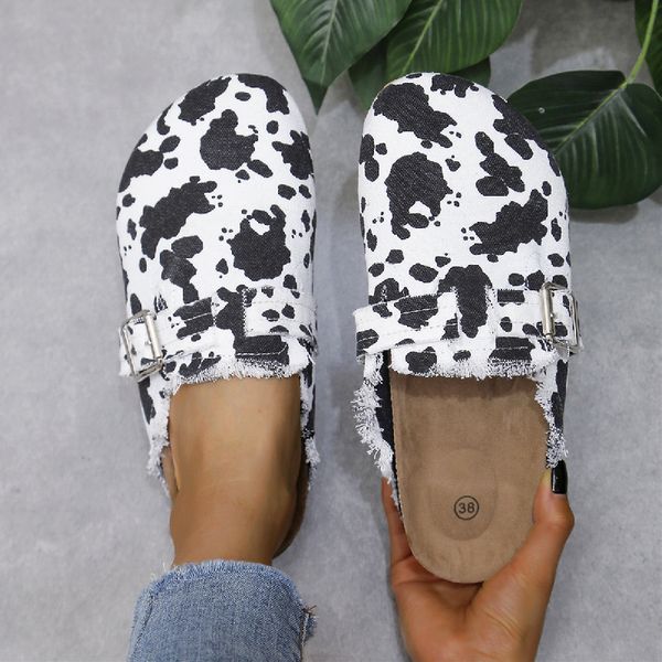 Boken slippers, women's flat bottomed round headed cloth surface, wearing plus size half slippers on the outside, Leopard print
Boken slippers, women's flat bottomed round headed cloth surface, wearing plus size half slippers on the outside, Leopard print