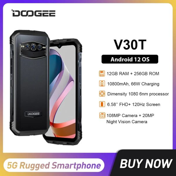 V30T 5G DOOGEE Rugged Smartphones 6.58Inch FHD Octa Core 12GB+256GB 108MP 10800mAh Battery 66W Fast Charging Mobile Phone NFC, Black
V30T 5G DOOGEE Rugged Smartphones 6.58Inch FHD Octa Core 12GB+256GB 108MP 10800mAh Battery 66W Fast Charging Mobile Phone NFC, Black