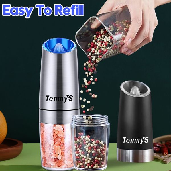 2PCS Gravity Electric Pepper and Salt Grinder Set, 4Battery Powered with LED Light Spice Grinders for Pepper
2PCS Gravity Electric Pepper and Salt Grinder Set, 4Battery Powered with LED Light Spice Grinders for Pepper