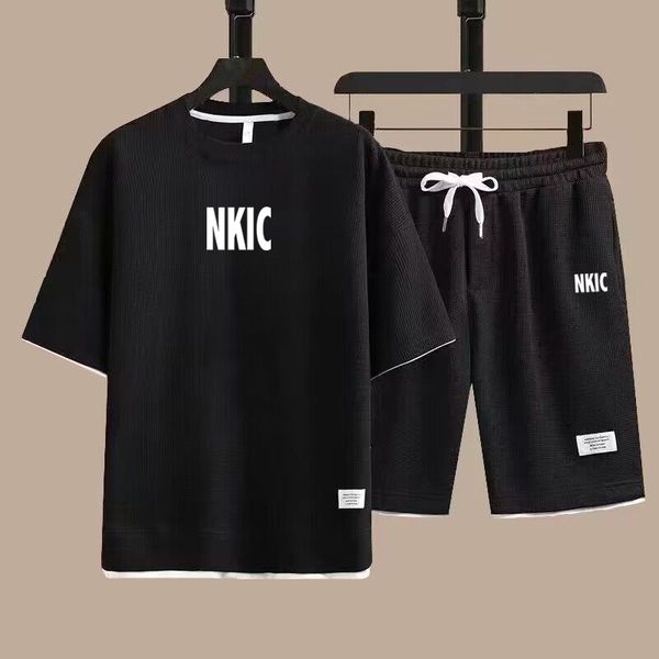 Summer Men's Casual 2-piece Sports Set Trend Streetwear Short Sleeve Black T-Shirt Shorts Sportswear Jogging Brand Tracksuit Clothing, Blue 1
Summer Men's Casual 2-piece Sports Set Trend Streetwear Short Sleeve Black T-Shirt Shorts Sportswear Jogging Brand Tracksuit Clothing, Blue 1