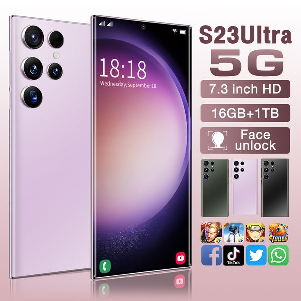 7.3 Inch 5G S23 Ultra Phone Unlocked English Touch Screen S23 Phone Local Warehouse Android s23 Smartphone Camera Phone HD Display Face Recognition 1TB, Black
7.3 Inch 5G S23 Ultra Phone Unlocked English Touch Screen S23 Phone Local Warehouse Android s23 Smartphone Camera Phone HD Display Face Recognition 1TB, Black