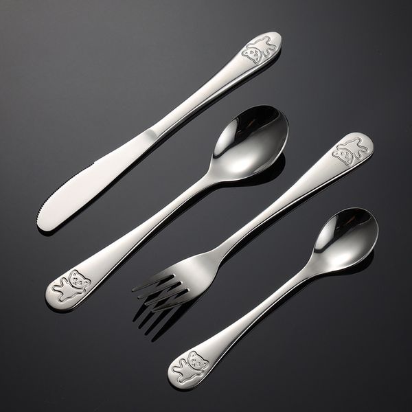 Ahern 304 Stainless Steel Bear Knife and Fork Spoon Children's Cartoon Western Food Four-piece Gift Box Kindergarten Gift