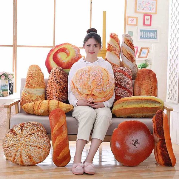 Creative Simulational Plush Bread Burger Shape Pillow Funny Food Nap Pillow And Cushion Kids Toy Birthday Gift 50cm/55cmB270720