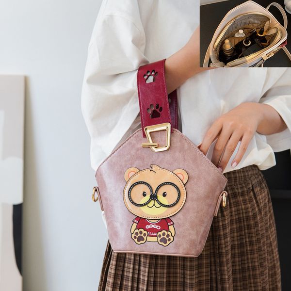 Wholesale women shoulder bag design cartoon fashion handbag cute bear fashion bucket bag street trend thickened leather backpack women's coin purse 6991#, Pink
Wholesale women shoulder bag design cartoon fashion handbag cute bear fashion bucket bag street trend thickened leather backpack women's coin purse 6991#, Pink