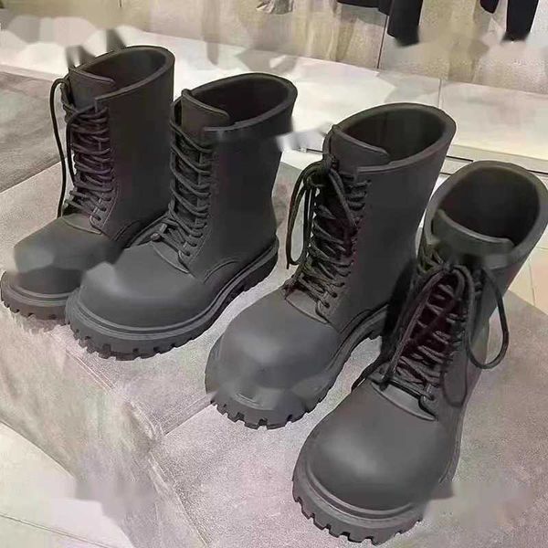 Boots Platform Round Head Lace-Up Ankle Boot 2023 Spring Western Cowboy Boots Runway Style Big Head Derby Shoe Fashion Men Women Boots