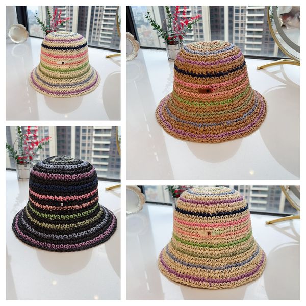 Rainbow colored designer bucket hat fashionable knitted straw woven inverted triangle letter fisherman hats breathable sun shading beach hat, Beige
Rainbow colored designer bucket hat fashionable knitted straw woven inverted triangle letter fisherman hats breathable sun shading beach hat, Beige