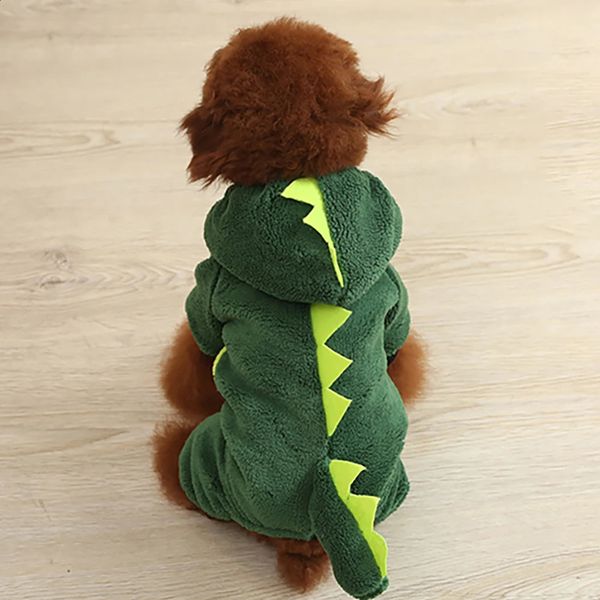 Cartoon Winter Puppy Clothes Coral Velvet Pet XSL Small Corgi Chihuahua Dinosaur Panda Elk 240722