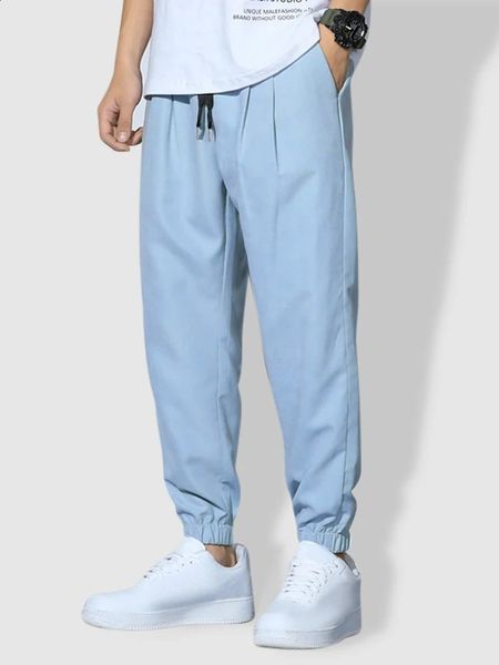 Casual Pants for Men Solid Drawstring Long Sweatpants Streetwear Cargo Beam Feet Jogger Trousers with Pockets Z5030497