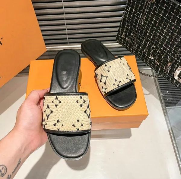 Embroidered Slide Sandals For Ladies: Stylish Summer Beach Designer Slippers - 2024 Collection-image