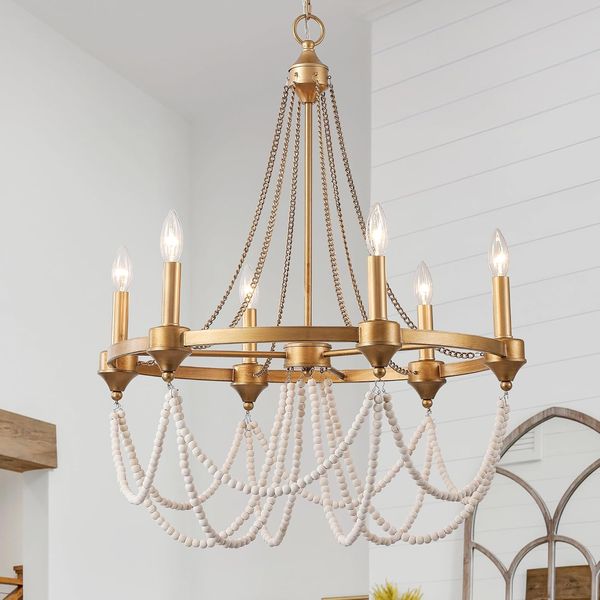 Country Modern French Chandeliers Lighting for Dining Room Foyer Kitchen Entryway Antique Gold Pendant Lamp Home Lighting 6-Lights W25.6
Country Modern French Chandeliers Lighting for Dining Room Foyer Kitchen Entryway Antique Gold Pendant Lamp Home Lighting 6-Lights W25.6