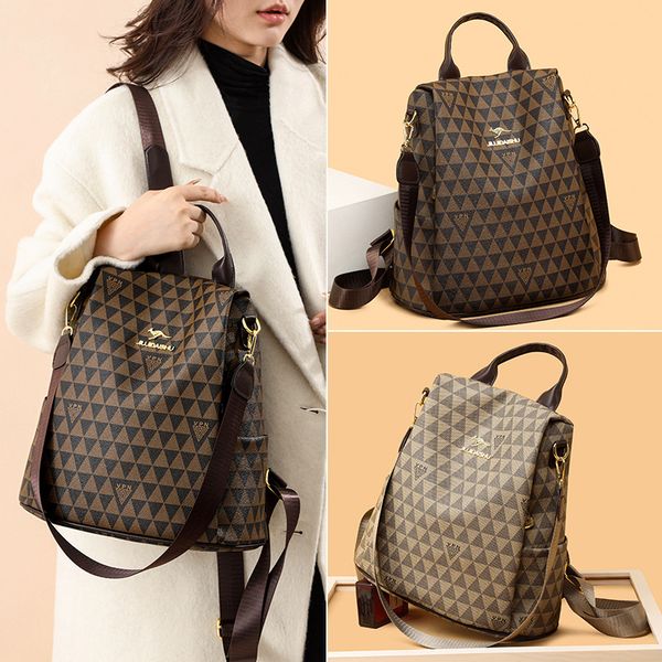 Wholesale fashion women's shoulder bag comfortable and light anti theft outdoor leisure backpack out commuting plaid fashion handbag trend leather bag 2131#, Brown
Wholesale fashion women's shoulder bag comfortable and light anti theft outdoor leisure backpack out commuting plaid fashion handbag trend leather bag 2131#, Brown
