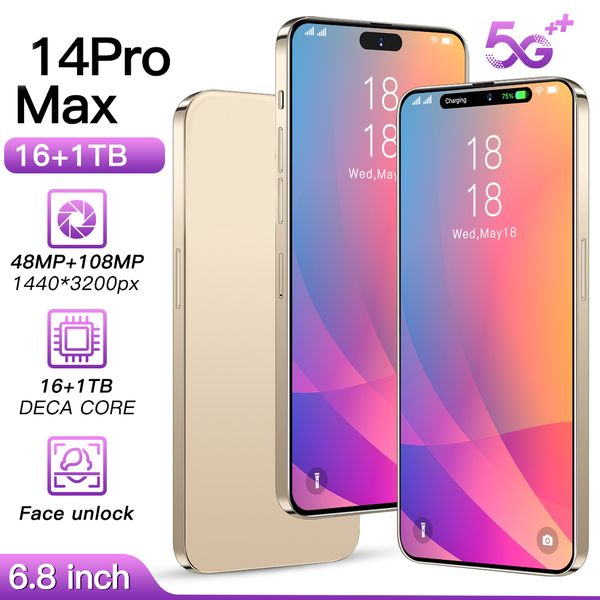 i14 pro max cell phones 6.8 inch smartphone 4G LTE 5G smartphones 16GB RAM 1TB Camera 48MP 108MP Face ID GPS Octa Core android mobile phone High configuration High specs, Blue
i14 pro max cell phones 6.8 inch smartphone 4G LTE 5G smartphones 16GB RAM 1TB Camera 48MP 108MP Face ID GPS Octa Core android mobile phone High configuration High specs, Blue