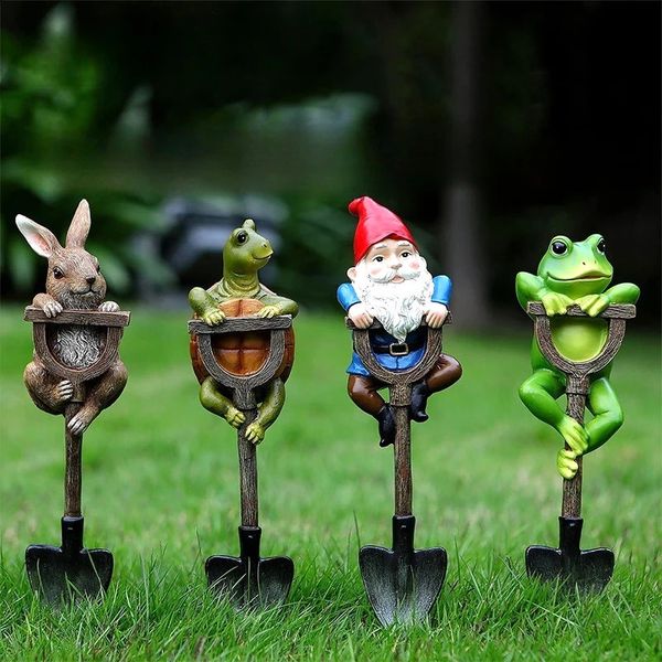 Creative Frog Rabbit Turtle Gnome Dwarf Shovel Outdoor Garden Lawn Craft Decoration Bonsai Gardening Tool Ornament 240729