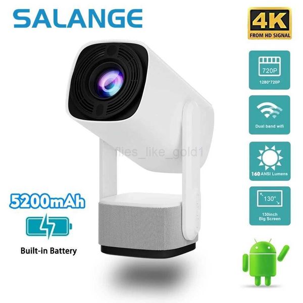 Salange K2 Projector Built-in 5200mAh Battery 4K HD Bluetooth Android 11 for Cinema Outdoor Proyector With RGB Light SpeakerM240729