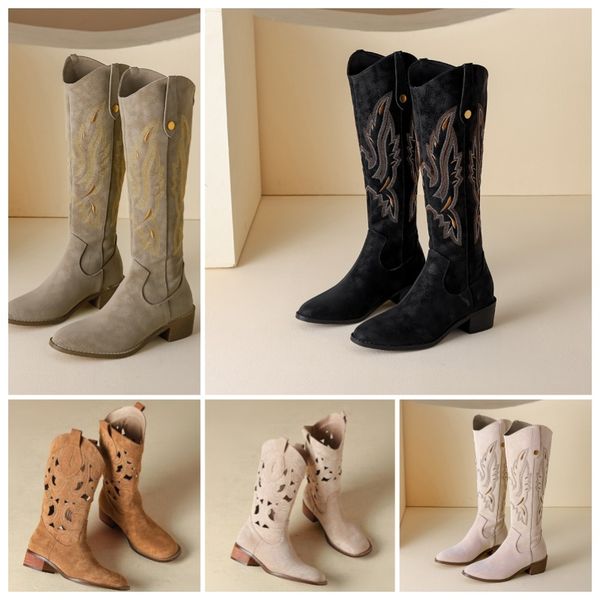 Embroidery long over knee boots square head hollow boots female chunky heel show models cowboy boots retro ethnic style elastic knight boots and western boot, Brown
Embroidery long over knee boots square head hollow boots female chunky heel show models cowboy boots retro ethnic style elastic knight boots and western boot, Brown