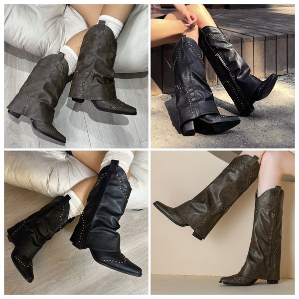 Women Autumn winter new retro pointed western boots riveted trouser boots half boots and short boots Chunky heeled knight boot, Red
Women Autumn winter new retro pointed western boots riveted trouser boots half boots and short boots Chunky heeled knight boot, Red