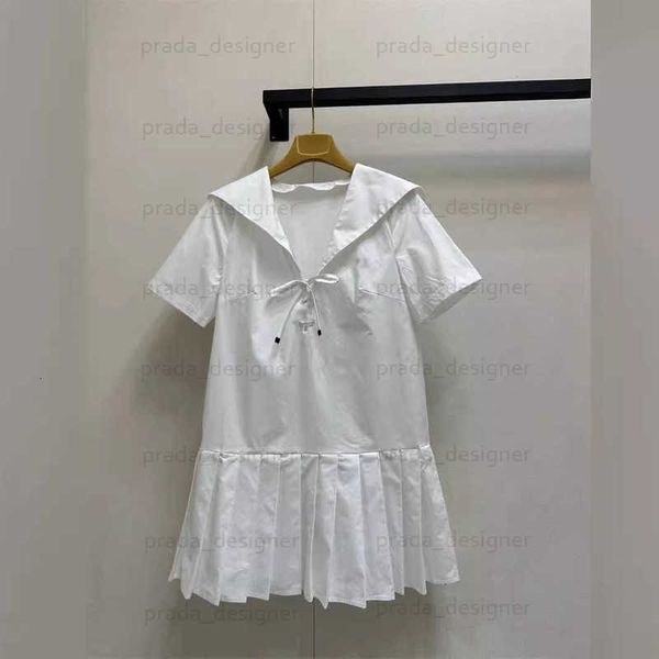 Fashion designer summer new item women's simple contrasting letter embroidery navy neck short sleeved dress, White
Fashion designer summer new item women's simple contrasting letter embroidery navy neck short sleeved dress, White