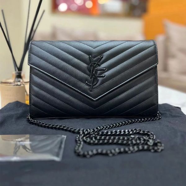 

Designer Bag Luxury Crossbody Bags Mini Bags Ys Bag Shaped Tote Bags Purse Single Shoulder Bags Envelope Bags Caviar Leather Women Metal Chain, Black black chain