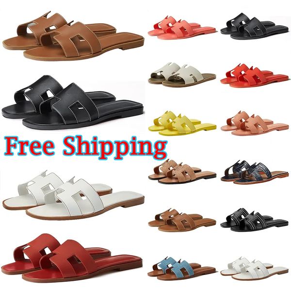 

Free Shipping designer oran Sandals Luxurys slides sliders Womens Slippers Floral Slipper Leather Rubber Flats black white brown Sandals Summer Shoes 36-42, Beige
