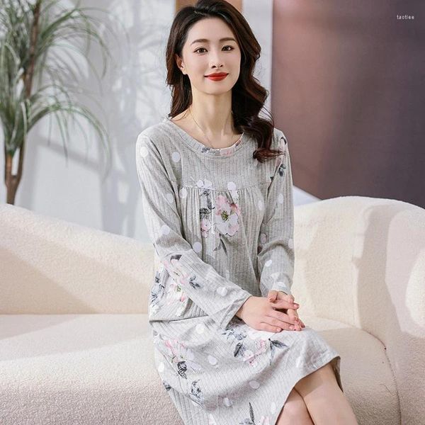 Womens Sleepwear 2024 Spring Plus Size Long Sleeve Cotton Print Nightgowns For Women Cute Night Dress Nightdress Femme Home Nighty, A86263
Womens Sleepwear 2024 Spring Plus Size Long Sleeve Cotton Print Nightgowns For Women Cute Night Dress Nightdress Femme Home Nighty, A86263