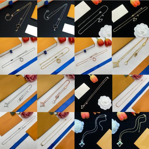 Designer Pendant Necklace Elegant Crystal Flower Letters Charm Pendant Necklace Woman Silver Gold Plated Clover Chain Choker Necklace Fashion Jewelry 17 Styles 
Designer Pendant Necklace Elegant Crystal Flower Letters Charm Pendant Necklace Woman Silver Gold Plated Clover Chain Choker Necklace Fashion Jewelry 17 Styles