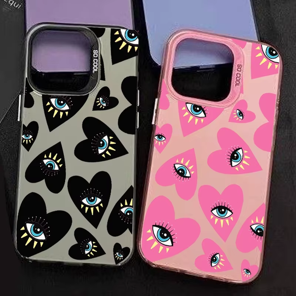 Love Eyes Phone Case for iPhone 16 15 14 13 Pro 12 11 Pro Xs X XR Max 8 7 SE Laser Hard PC+TPU Cases Back Cover-H403
