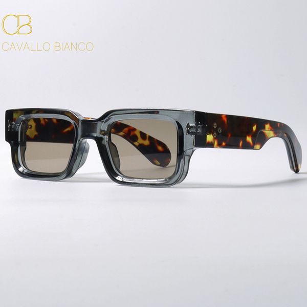 

CB Black Square Sunglasses Men Women Steampunk Small Aviator White Designer Retro Tortoise Rectangle Goggles Gothic Thick Y2K Future CAVALLO BIANCO