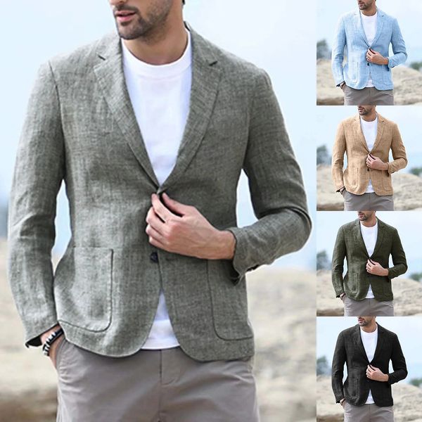 Arrival Men Suit Mens Casual Fashion Linen Spring Autumn Top Blazer Outwear 240321