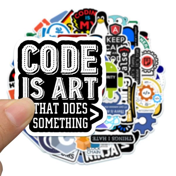 50pcs Cool Programming Stickers Internet Java php Docker Geek Html Bitcoin Vinyl Decals Laptop Phone Kids Children Sticker