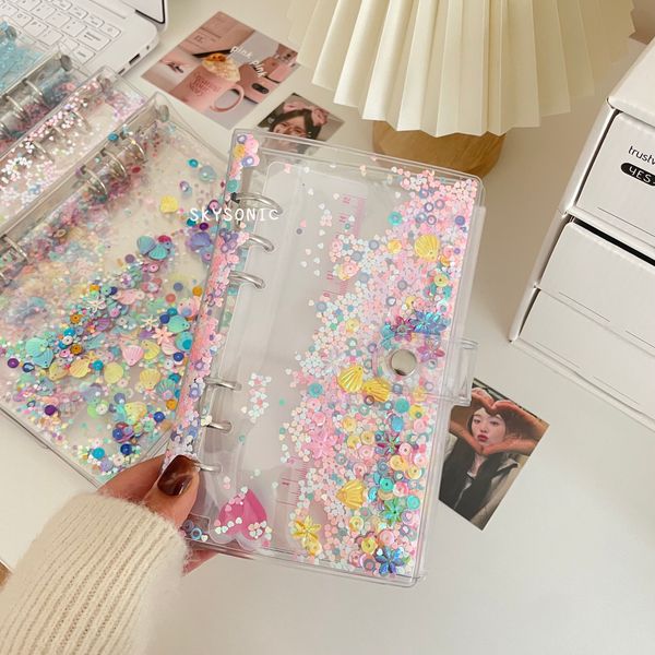 new SKYSONIC 2025 2023 New A5 A6 Bling Binder Collect Book Set Rainbow Agenda Notebook Cover Postcards Photo Album DIY Refills Suppliers