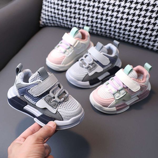 

2024 New Spring Autumn Mesh Breathable Running Sports for Boys and Girls Soft Sole Children's Trendy Board Shoes, Gray