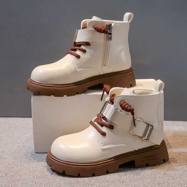 Spring Autumn Winter Ankle Boots Light Girls Platform Shoes Beige Black Boys Short Boots Childrens Comfort Shoes M241102