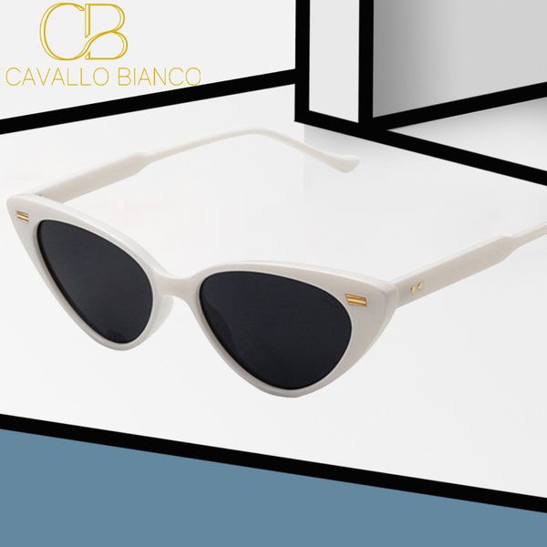 

CB White Cat Eye Sunglasses for Women Designer Pink Frame Y2K Style Brown Lenses UV400 Glasses Small Retro Vintage Red Triangle CAVALLO BIANCO Wholesale