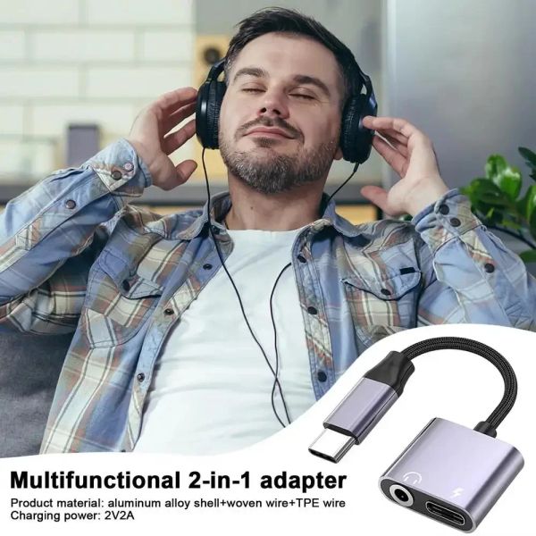 Type C Headphone Audio Splitter Adapters for Xiaomi 8 9 Huawei USB C To 3.5mm Jack Earphone Charging Converters