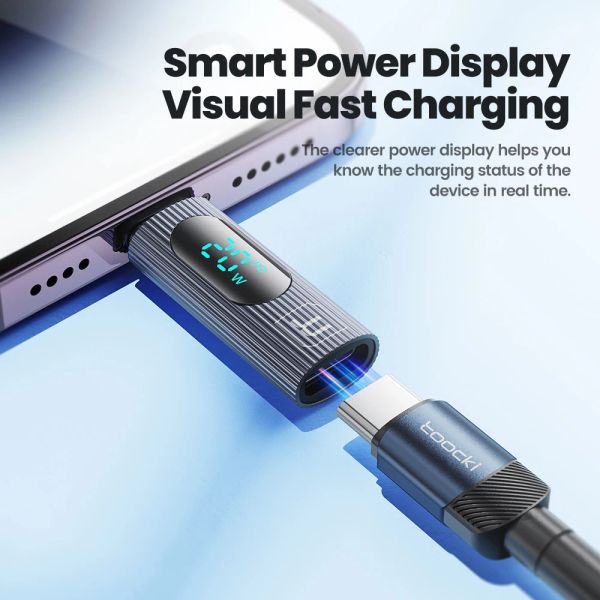 Toocki 20W LED Display Lightning Male To Type C Female Converter Support Adapter OTG Connector For For iPhone 13 12 11 Pro Max