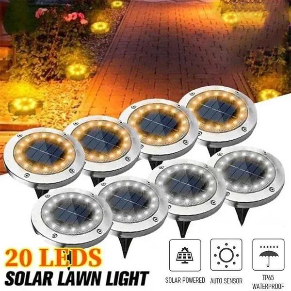 8/20 LED Outdoor Solar Disk Light Outdoor Garden Courtyard Underground Waterproof Decoration Buried Spotlight X241102