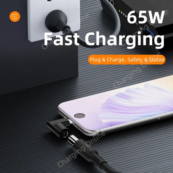 DC to Type C PD Power Jack Connector Universal Laptop Charger to 65W USB C PD Adapter Converter for Macbook POCO Samsung Xiaomi