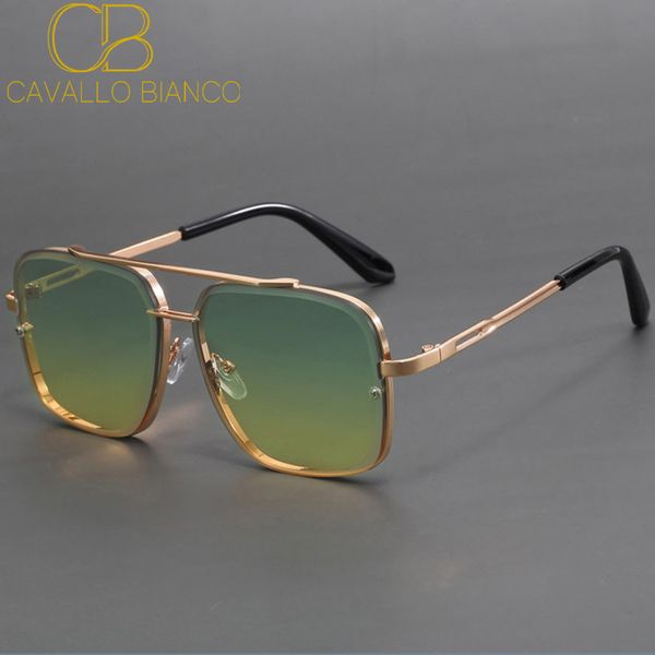 

CB Steampunk Sunglasses for Women Square Glasses Men Green Blue Aviator Pilot Metal Brand Designer Oversized Golden Retro Large Vintage Y2K Future CAVALLO BIANCO
