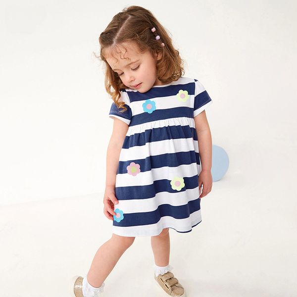 Summer New Simple Striped Children's Princess Short Sleeve Cotton Girls Dress, Blue
Summer New Simple Striped Children's Princess Short Sleeve Cotton Girls Dress, Blue