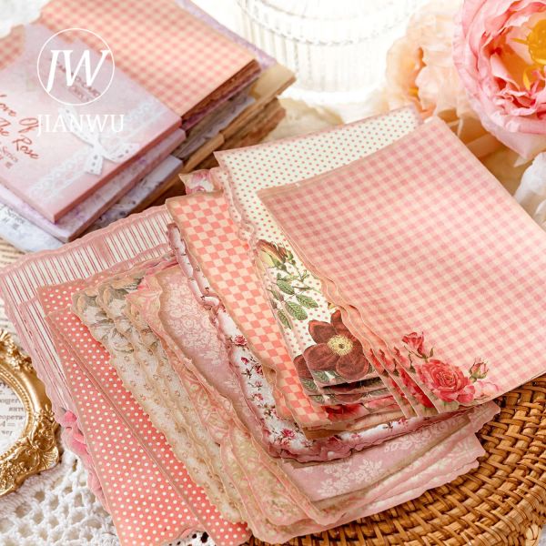 JIANWU 30 Sheets Gentle Wind Series Vintage Flower Pattern Decor Material Paper Creative DIY Journal Collage Material Stationery