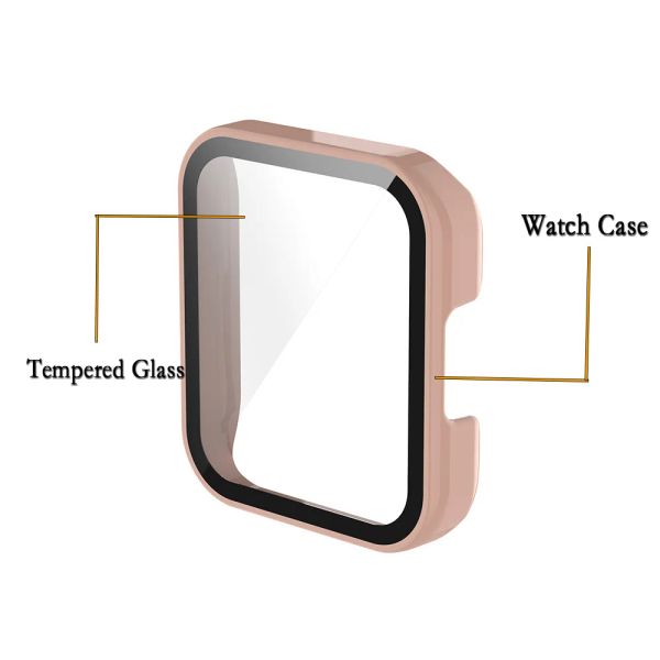 2 in 1 Case for Xiaomi Redmi Watch2 Lite Full Coverage Bumper PC Hard Case Cover With High-quality Tempered Glass Screen Protect