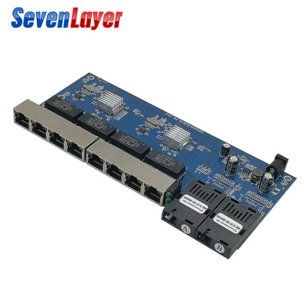Reverse POE Switch 2F8E Gigabit Fast Ethernet switch Converter Ethernet Fiber Optical Media Converter PCBA 12VIN 12VOUT