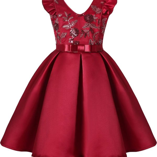 Girls' Oblique Shoulder Bridesmaid Wedding Princess Children's Birthday Party Light performance dress, Red
Girls' Oblique Shoulder Bridesmaid Wedding Princess Children's Birthday Party Light performance dress, Red