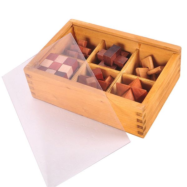 3D Puzzles Game Kong Ming Lu Ban Lock Kids Adult IQ Brain Teaser Educational Toy Wooden Unlock Toys Set with Box Children Gifts