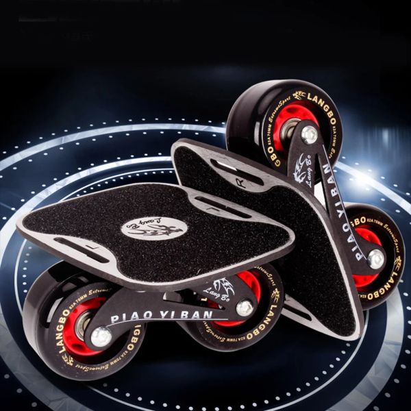 Wheel Skateboard Drift Board Professional Wear- resistant Skateboard Cool Easy Carry Veneer ( Frosted Plate, Black Wheel )
