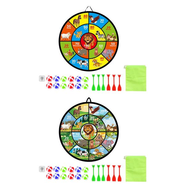 Dart Board for Kids Animal Theme Dart Games Dart Plate Dartboard Game Set 29" Target Board with 12 Sticky Balls Throwing Game