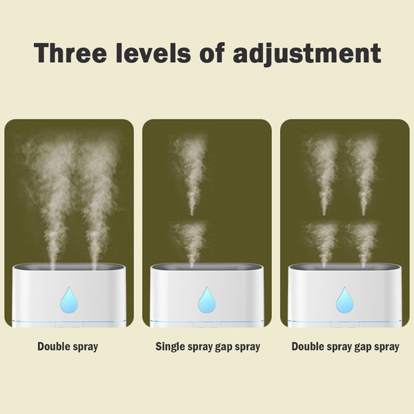 Air Defuser Humidifier Large Capacity Aroma Essential Oil Diffuser Double-nozzle USB Portable Ultrasonic for Bedroom Living Room