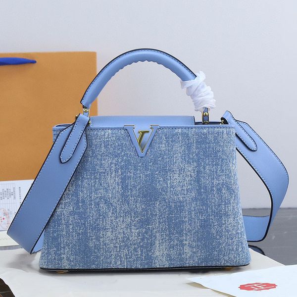 Handbag Designer Ladies Luxury Shoulder Bag Calfskin/Nylon Detachable Shoulder Strap Crossbody Bag Purse 27x18x10cm, Blue
Handbag Designer Ladies Luxury Shoulder Bag Calfskin/Nylon Detachable Shoulder Strap Crossbody Bag Purse 27x18x10cm, Blue