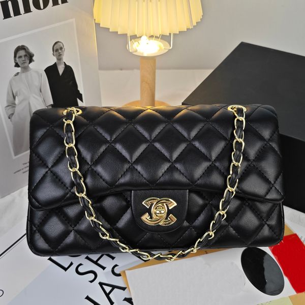 

Designer bags High quality With original box Bag plaid flap CF caviar shoulder Handbag Gold Silver chain leather double letter Gold color buckle Luxury women's bags 5A, C-3 golden logo 26cm